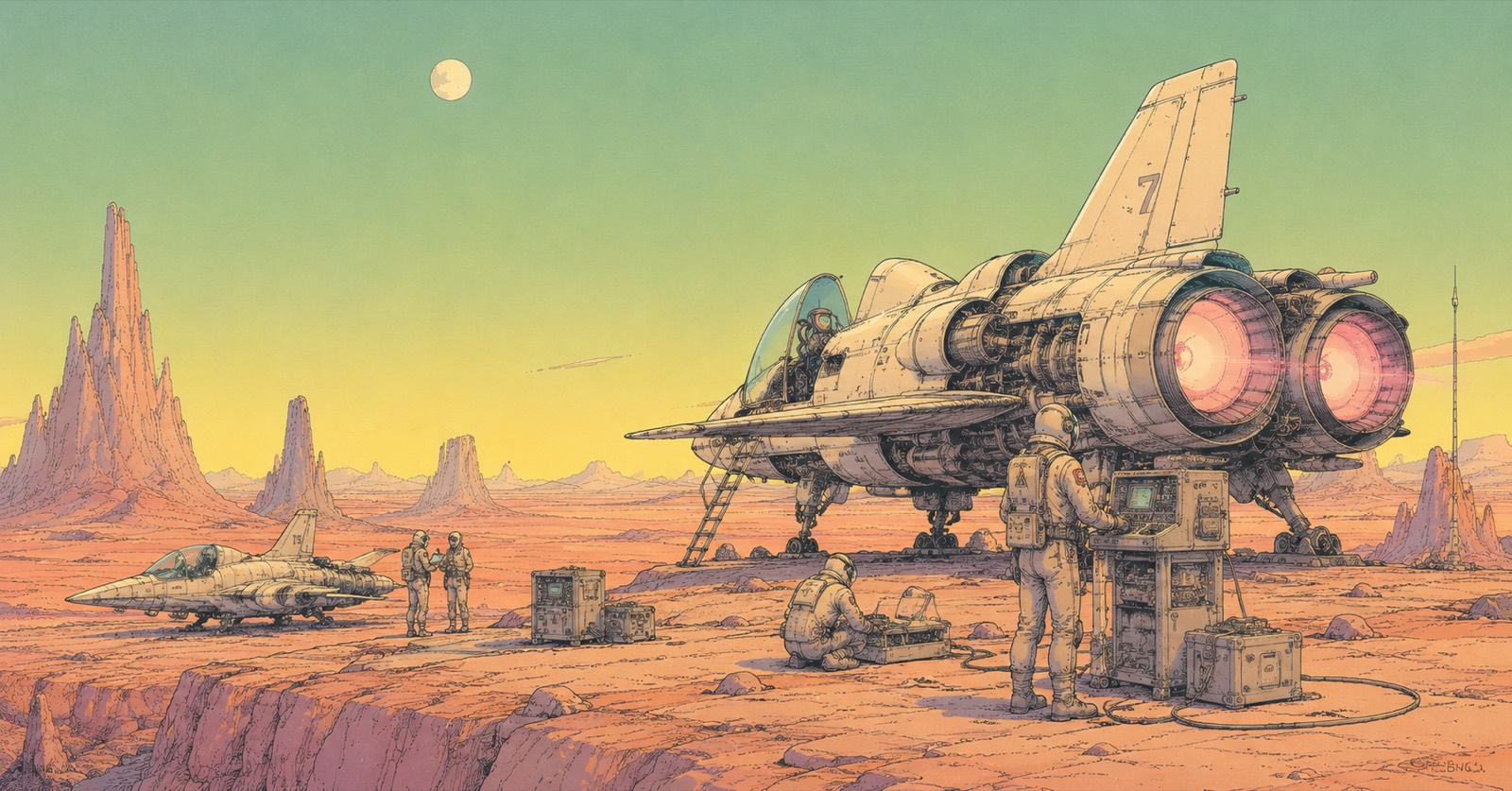 Engineers working on advanced aerospace hardware